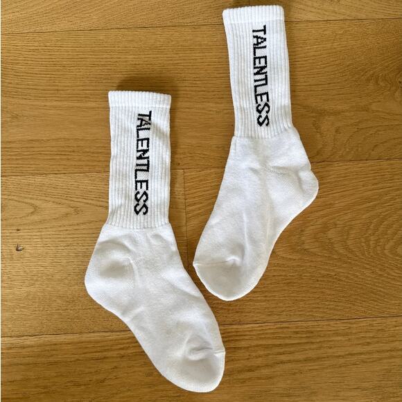 Talentless - Unisex Vertical Sock in White and Black - Picture 1 of 2